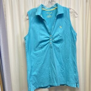 Eddie Bauer Turquoise Sleeveless Blouse Large Tall